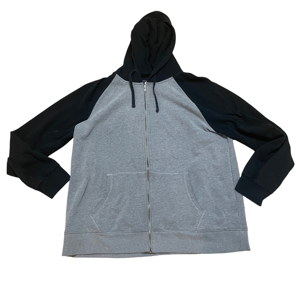 Goodfellow & Co Men's XXL Gray Black Raglan Full Zip Hoodie Sweatshirt Comfort‎